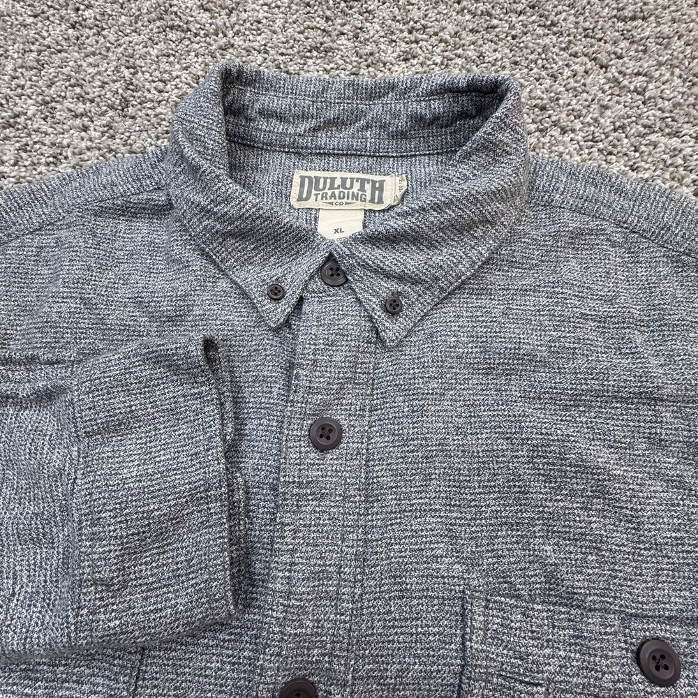 Duluth Trading Gray Button Down Shirt 100% Cotton Mens XL Relaxed Fit